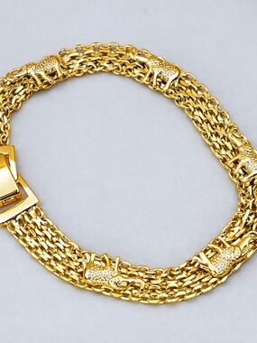18K Gold-Plated. Go Shiny Wide Elephant Bracelet